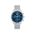 Mesh-bracelet chronograph watch with blue dial