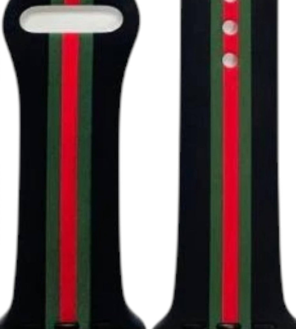 Unisex Striped Silicone Apple Watch Band -42Mm In Black