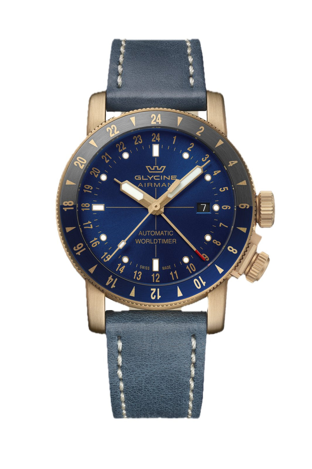 Glycine Men's Airman Contemporary Bronze GMT 44mm Automatic Watch