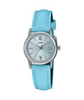Casio Women’s Light Blue Leather Watch with Silver Dial - LTP-V002L-2B3UDF