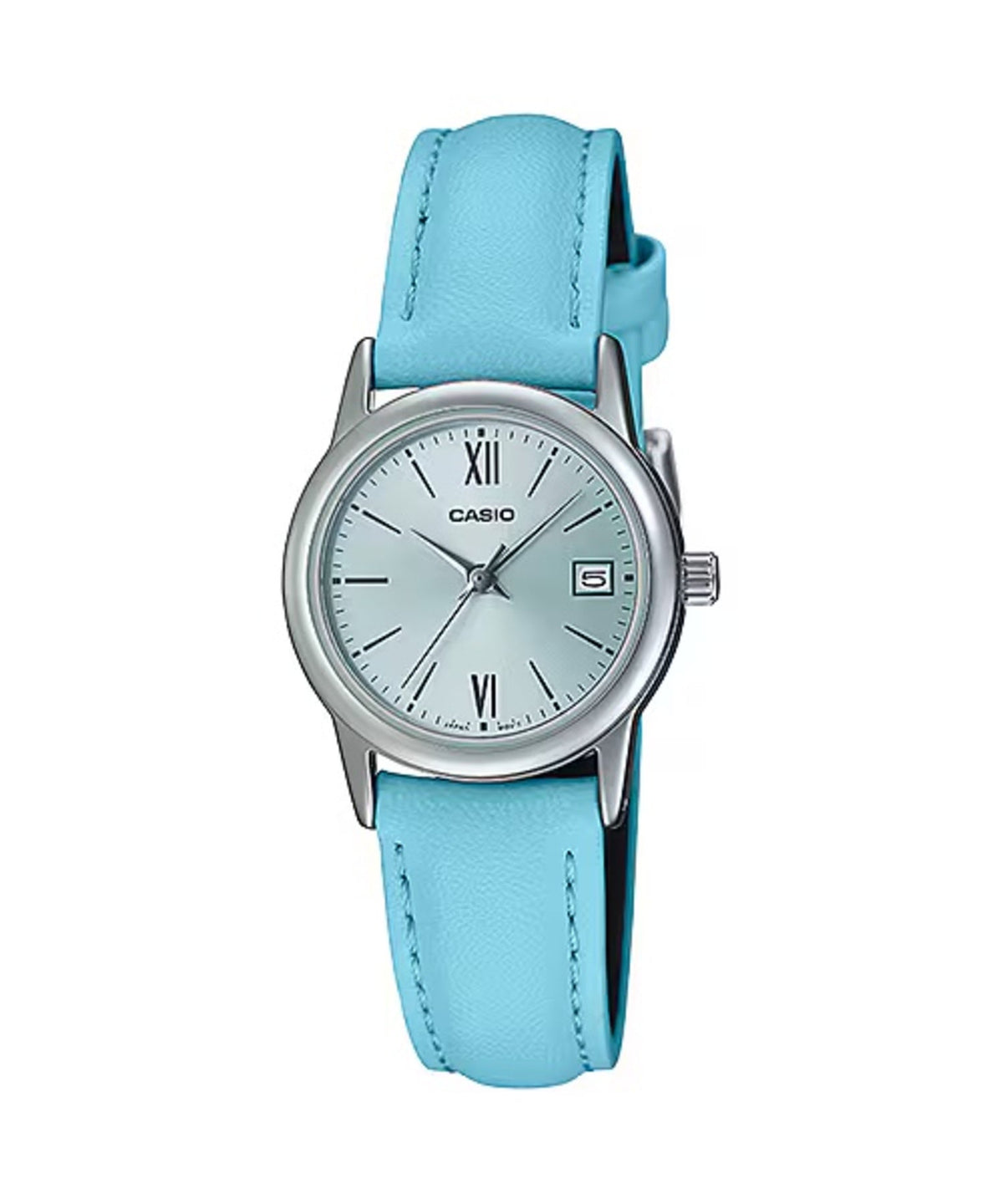 Casio Women’s Light Blue Leather Watch with Silver Dial - LTP-V002L-2B3UDF