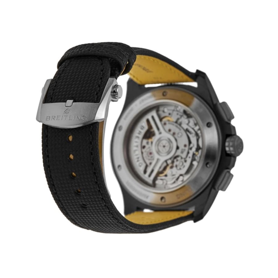 Breitling Avenger B01 Chronograph 44 Night Mission Chronograph Black Dial Leather Strap Men's Watch SB0147101B1X1