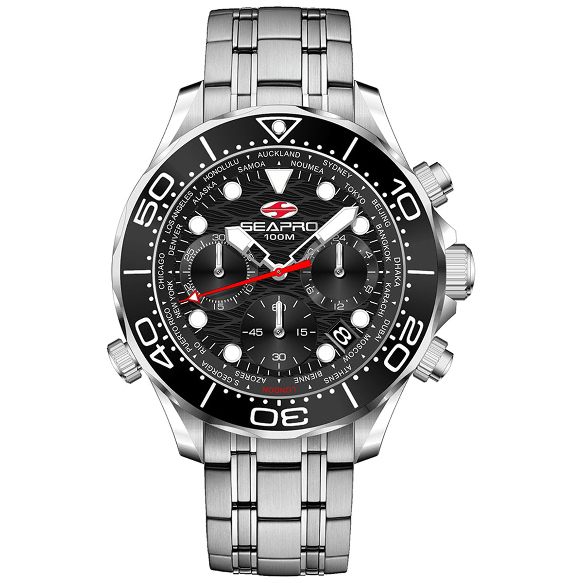Seapro Men's Mondial Timer Black Dial Watch