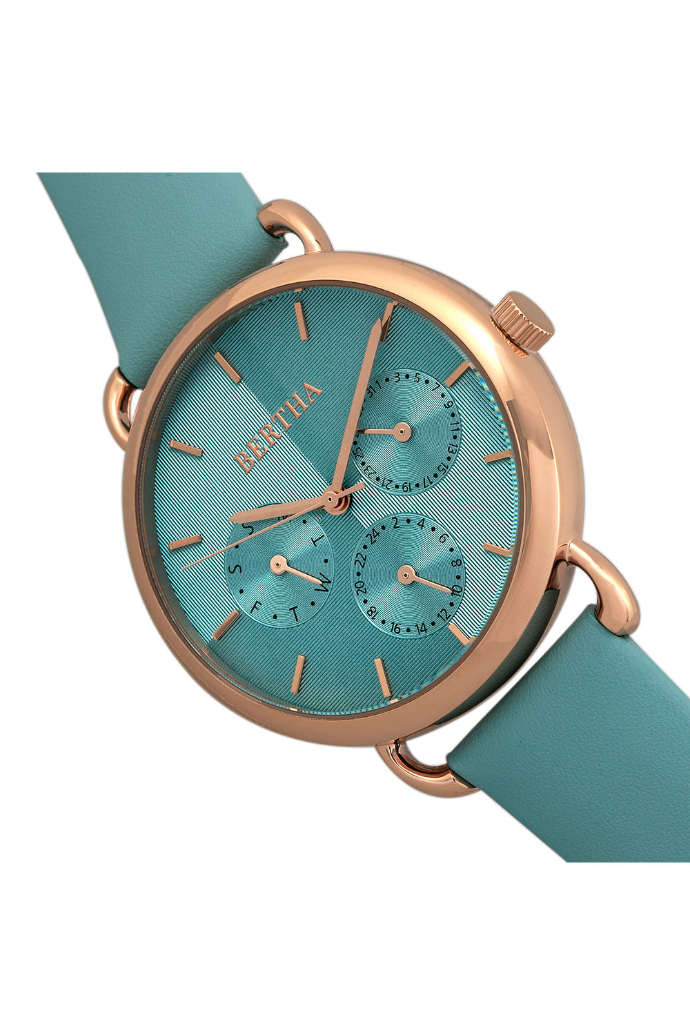 Gwen Leather-Band Watch with Day & Date
