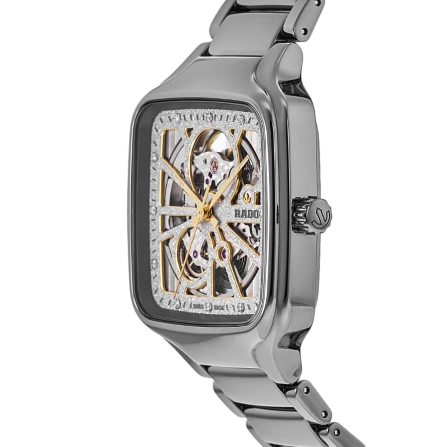 Rado True Square Automatic 38mm Open Heart Sparkling Rhodium Diamond Dial Ceramic Unisex Watch R27083722
