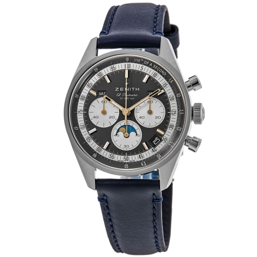 Zenith Chronomaster Original Triple Calendar Grey Dial Leather Strap Men's Watch 03.3400.3610/39.C910