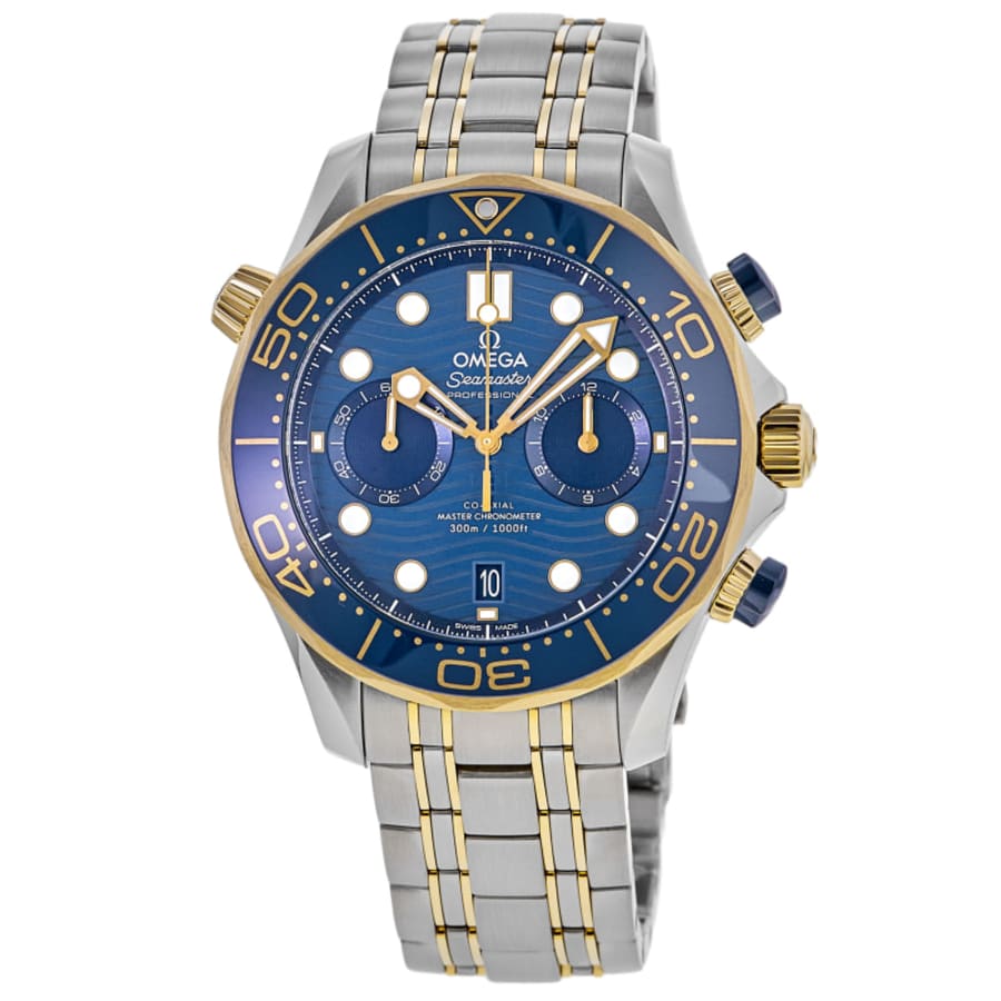 Omega Seamaster Diver 300M Chronograph Blue Dial Two-Tone 18K Yellow Gold & Stainless Steel Men's Watch 210.20.44.51.03.001