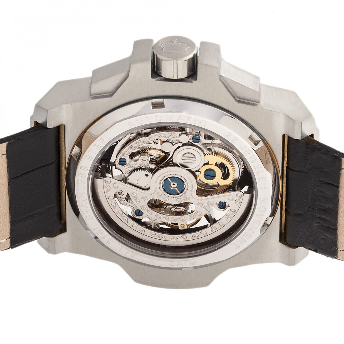 Commodus Automatic Skeleton Leather-Band Watch