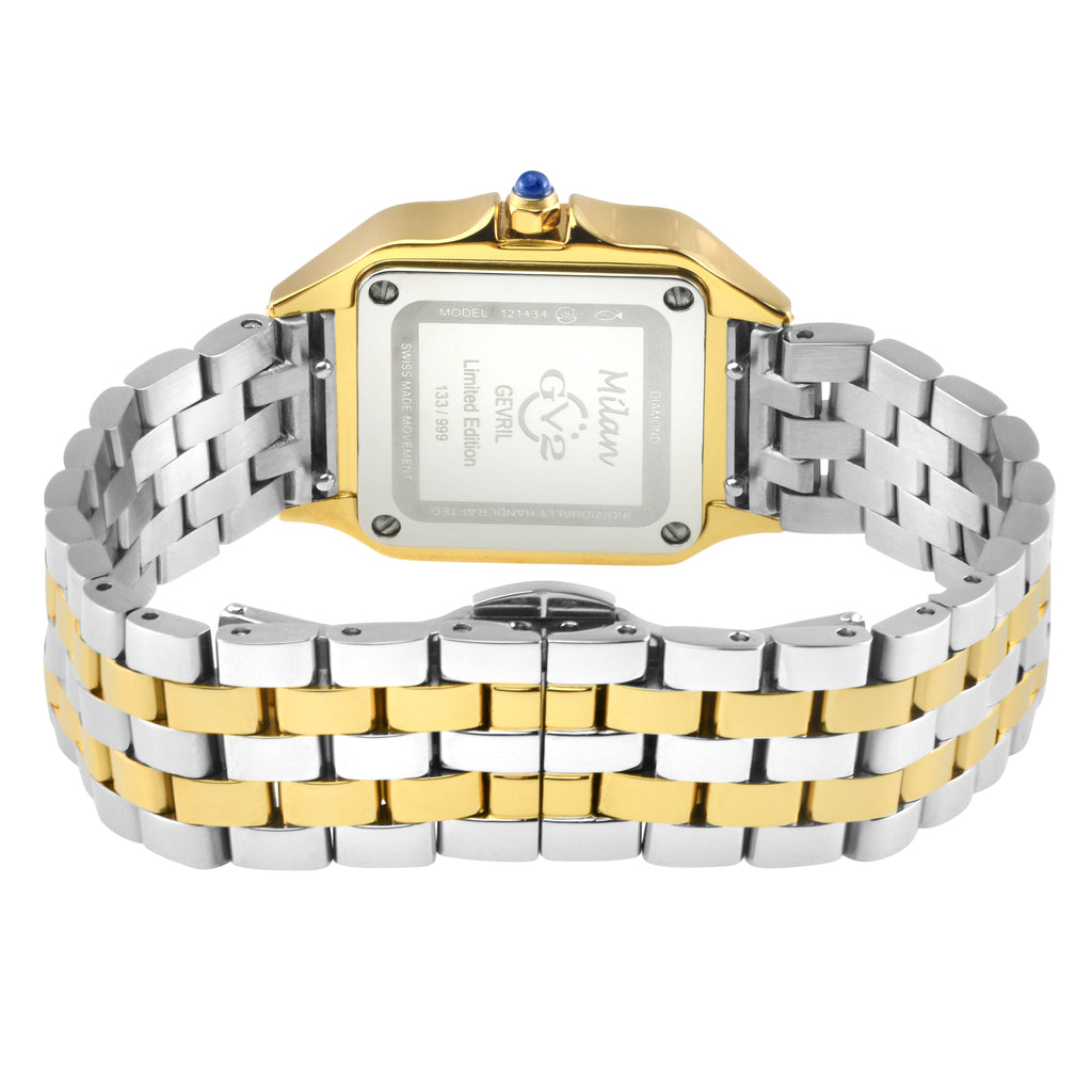 GV2 Milan Women's Two toned IPYG 316L Stainless Steel, Black Onyx Dial, Two toned IPYG Stainless Steel Bracelet Watch