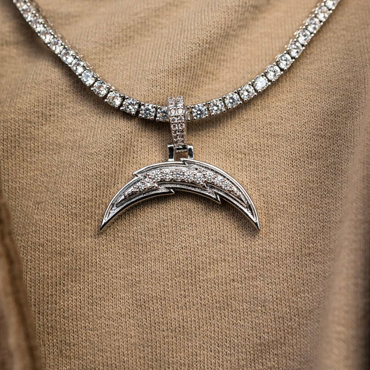 Los Angeles Chargers Official NFL Micro Logo Pendant - White Gold
