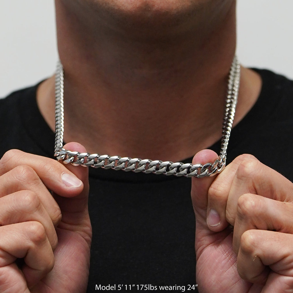 9mm Cuban Link Chain Necklace - Stainless Steel