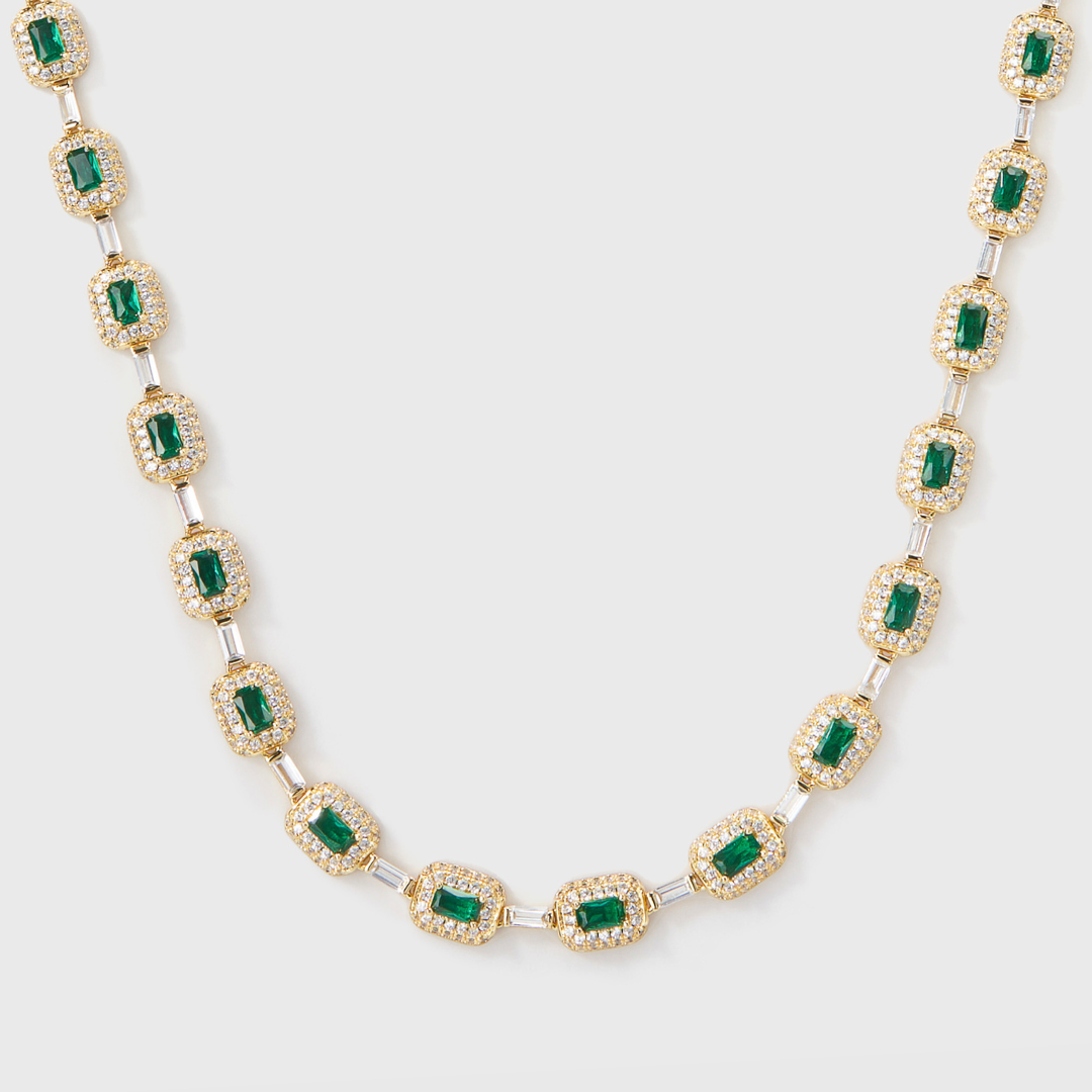 Green Gemstone Chain (Gold) - 7mm