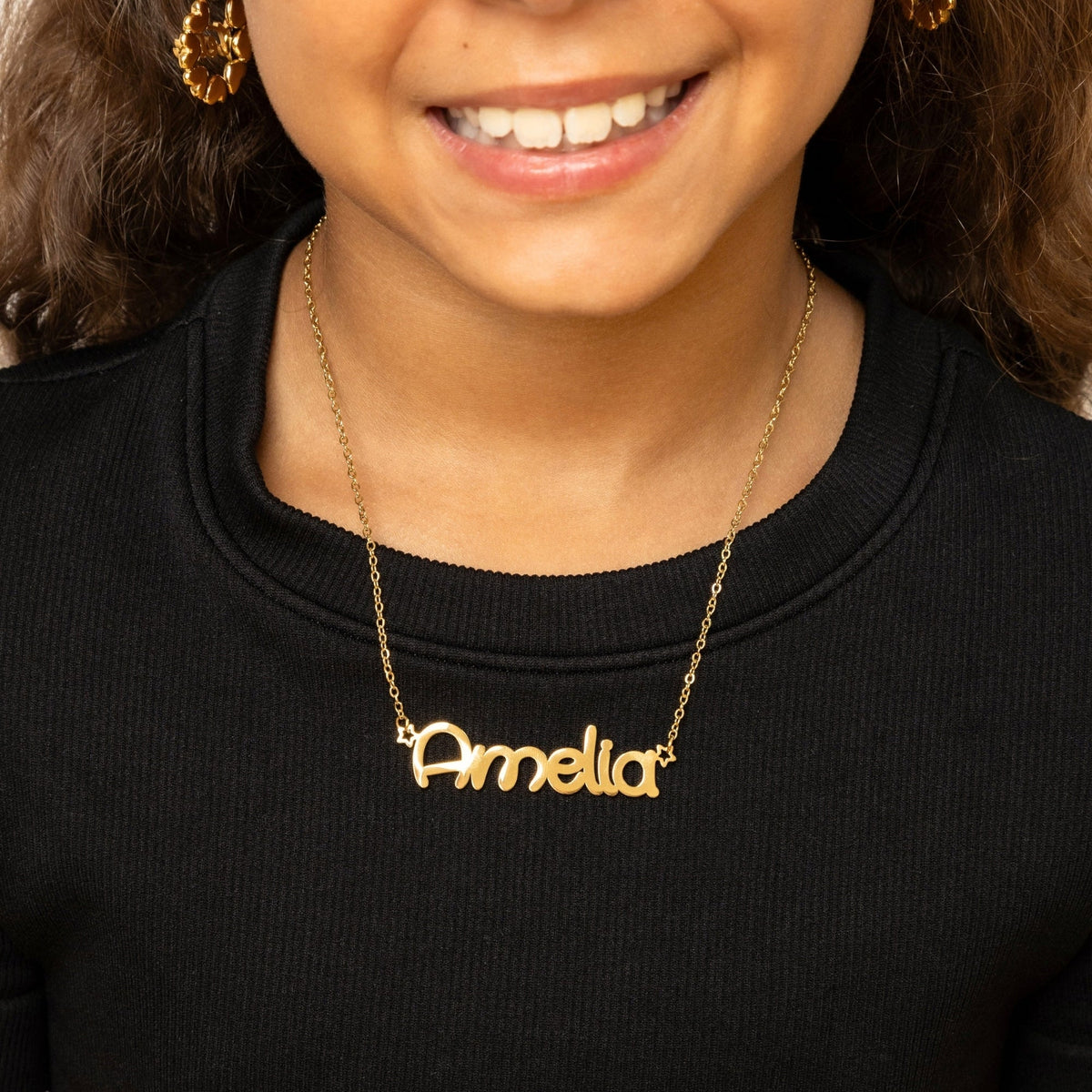 Kids Daisy Name Star Necklace