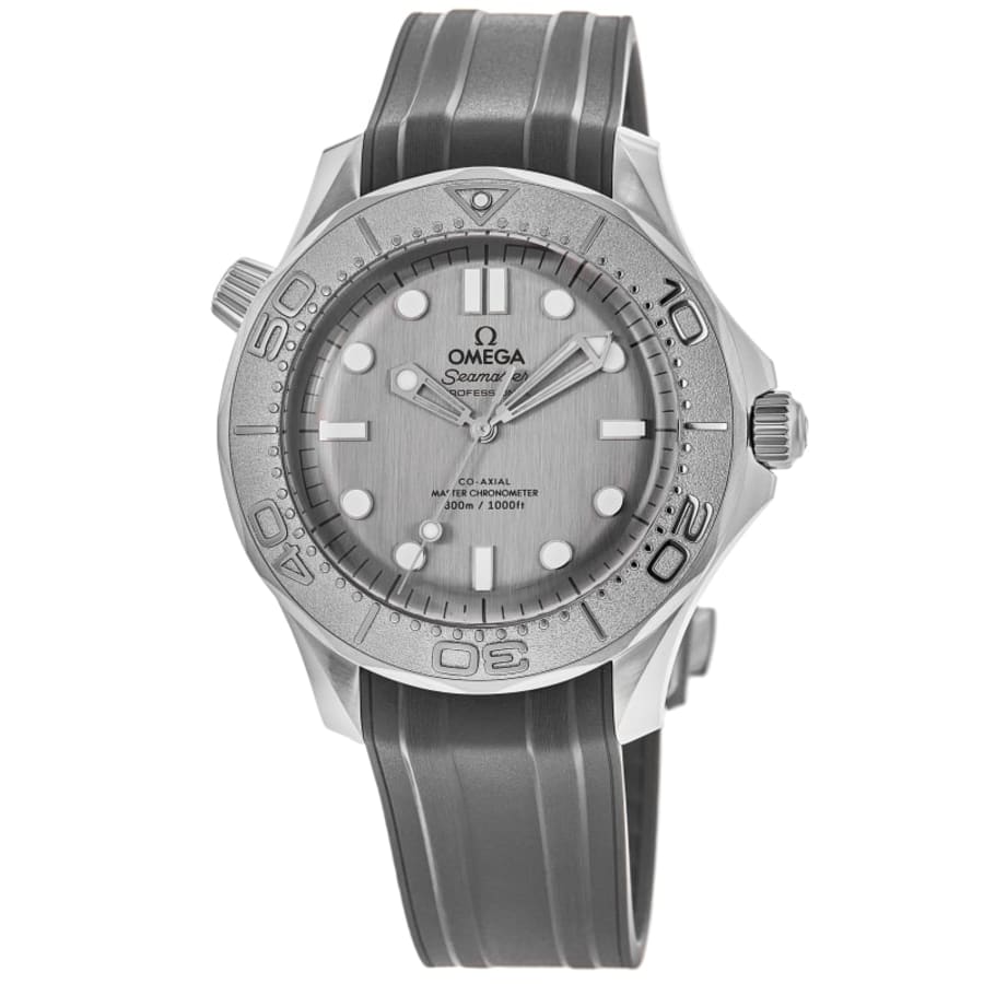 Omega Seamaster Diver 300M Automatic Grey Dial Rubber Strap Men's Watch 210.32.42.20.06.002