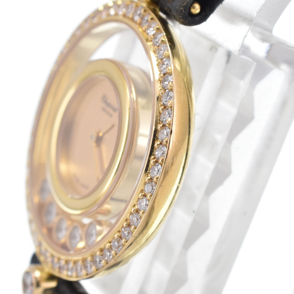 Chopard Happy Diamonds Round Quartz yellow gold With Diamond Bezel And Floating Diamonds Watch (Pre-Owned)