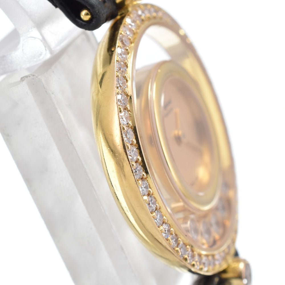 Chopard Happy Diamonds Round Quartz yellow gold With Diamond Bezel And Floating Diamonds Watch (Pre-Owned)