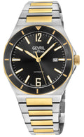 Gevril Men's High Line Automatic Watch Stainless Steel Case, Top ring in Black Sapphire Crystal, Two toned Stainless Steel IPYG  Bracelet