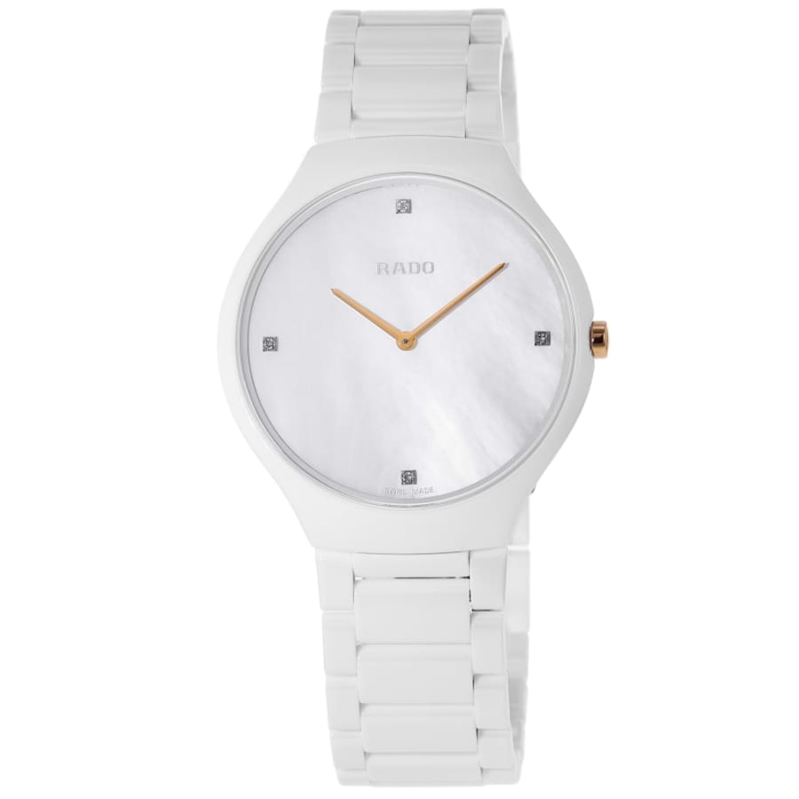 Rado True Thinline L Quartz 39mm White Diamond Dial Ceramic Unisex Watch R27957909