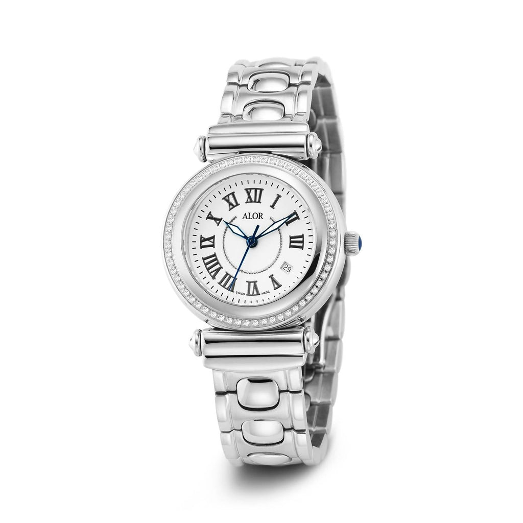 Cascade Bracelet Diamond Watch In Silver