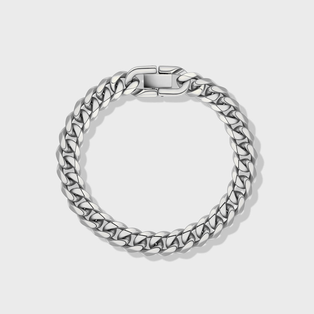 Cuban Link Chain + Bracelet (Silver) - 8mm