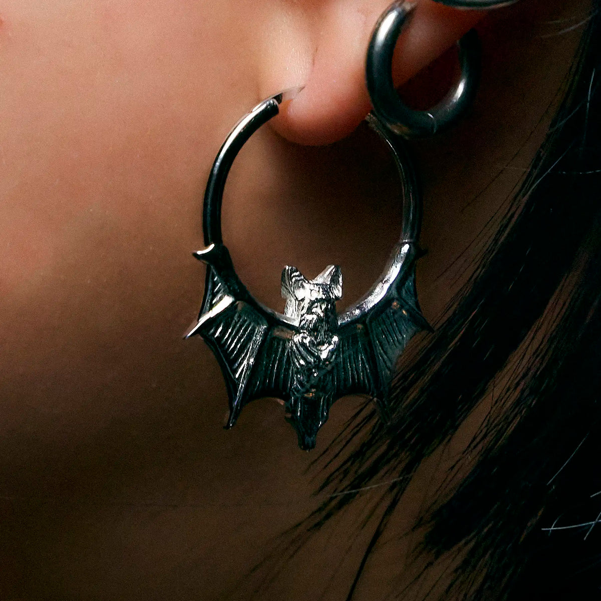 BAT HOOP EARRING