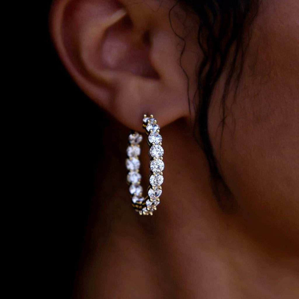 GLD Eternity Hoop Earrings in Yellow Gold- 4mm