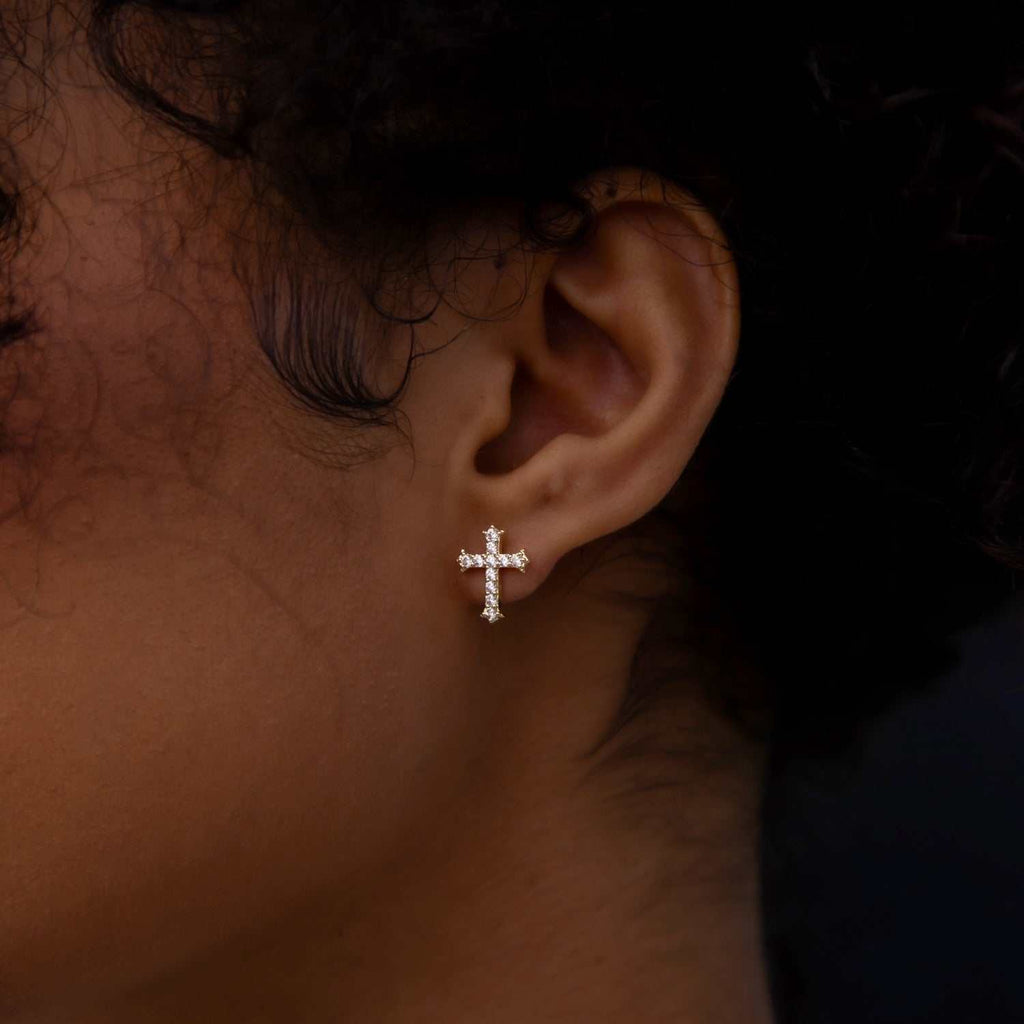 GLD Micro Cross Stud Earrings