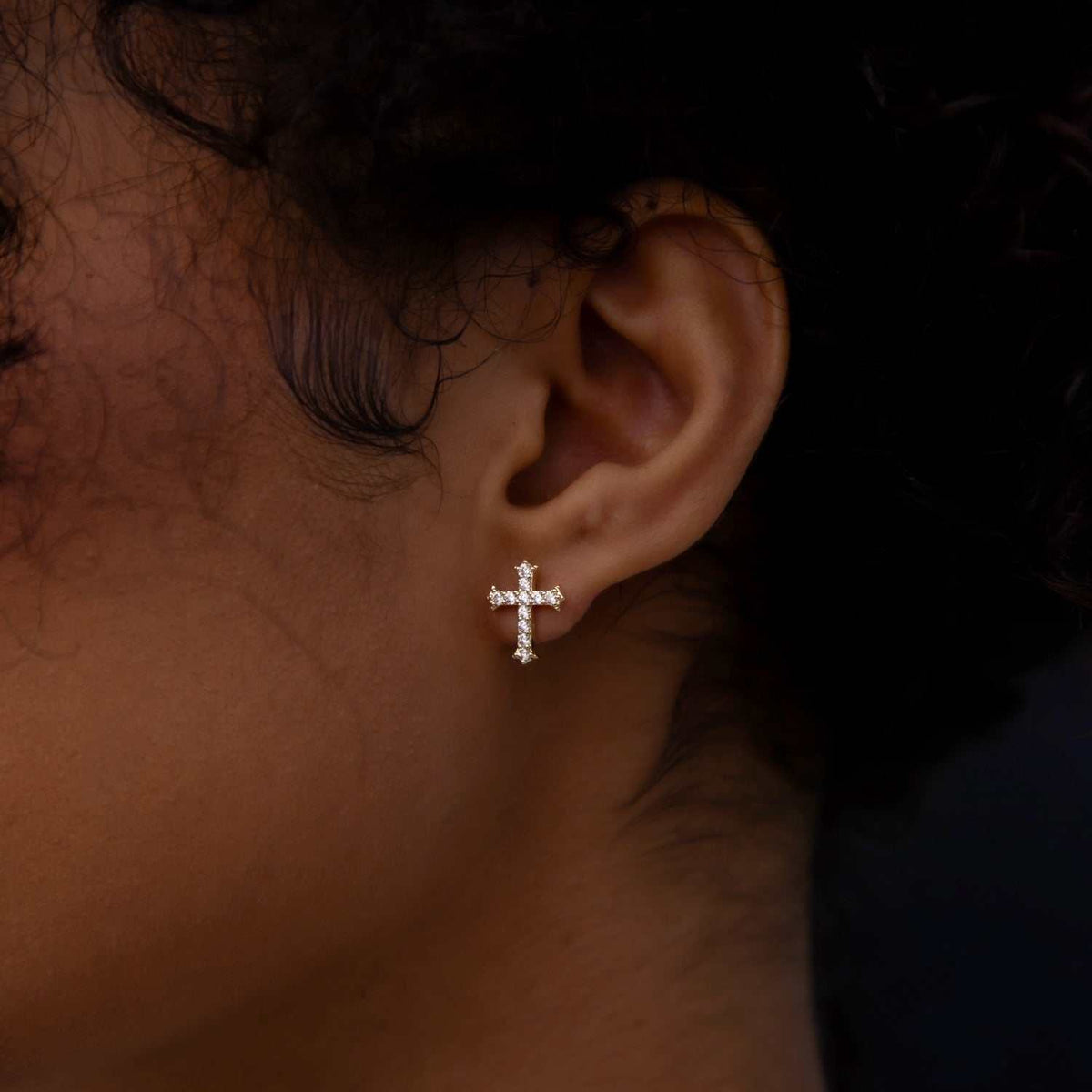 GLD Micro Cross Stud Earrings
