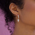 Iced Arrow Head Drop Hoop Huggie Earring - Yellow Gold