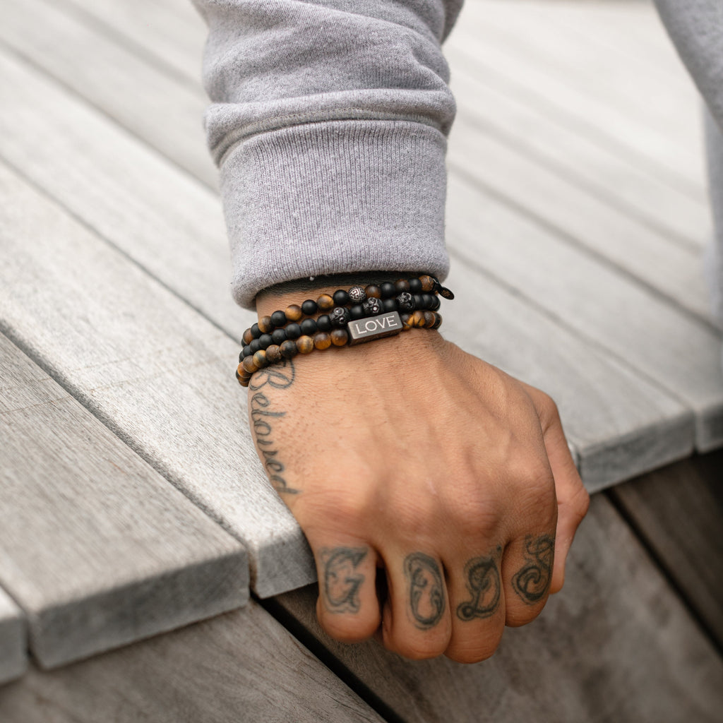 6mm Matte Tiger Eye Rectangle Bead Bracelet