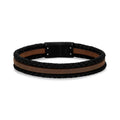 Triple Row Black & Brown Leather Bracelet