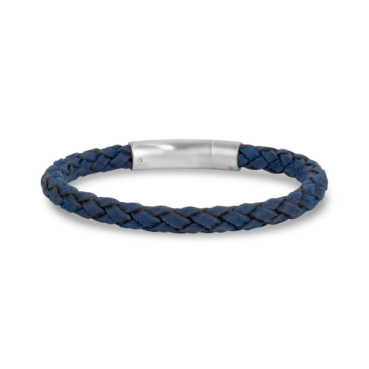 Navy Blue Leather Bracelet | 6MM