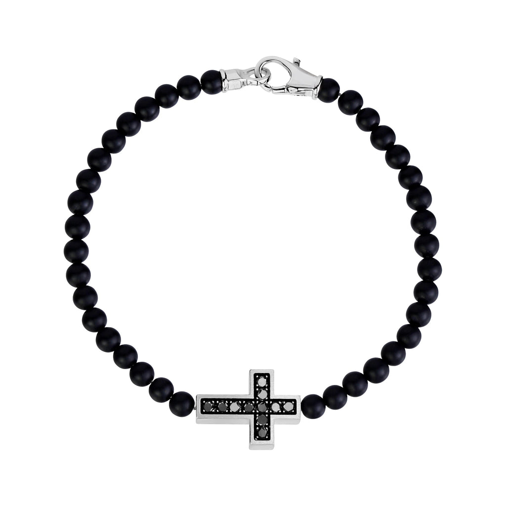 Black Zircon Cross Bead Bracelet