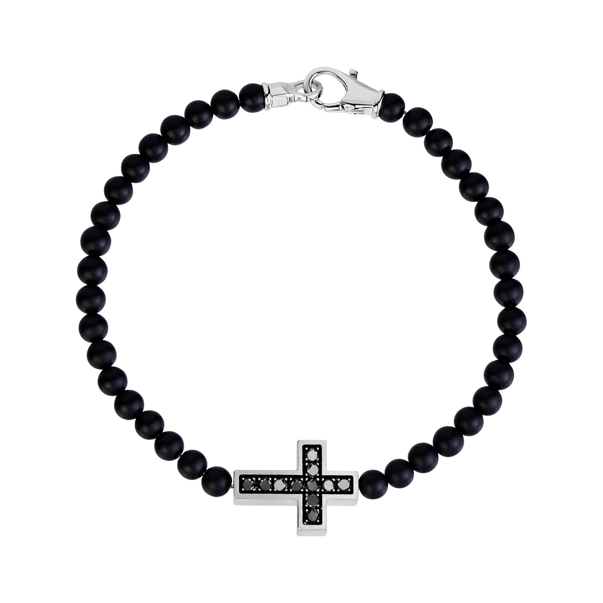 Black Zircon Cross Bead Bracelet