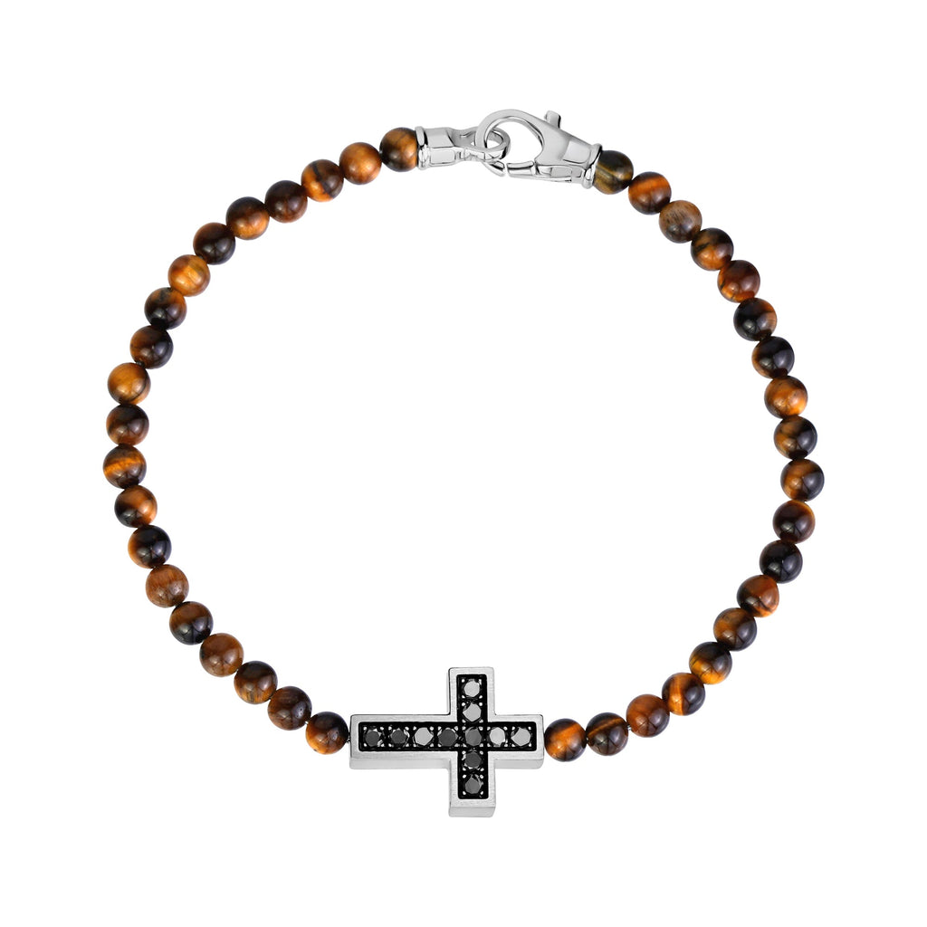 Black Zircon Cross Bead Bracelet