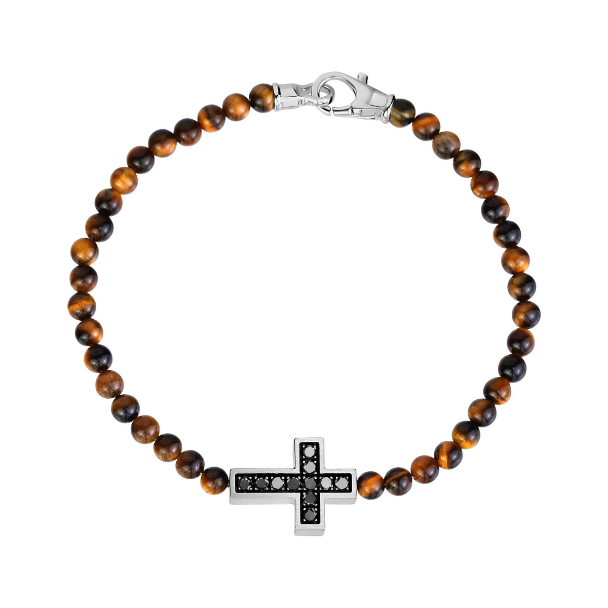 Black Zircon Cross Bead Bracelet