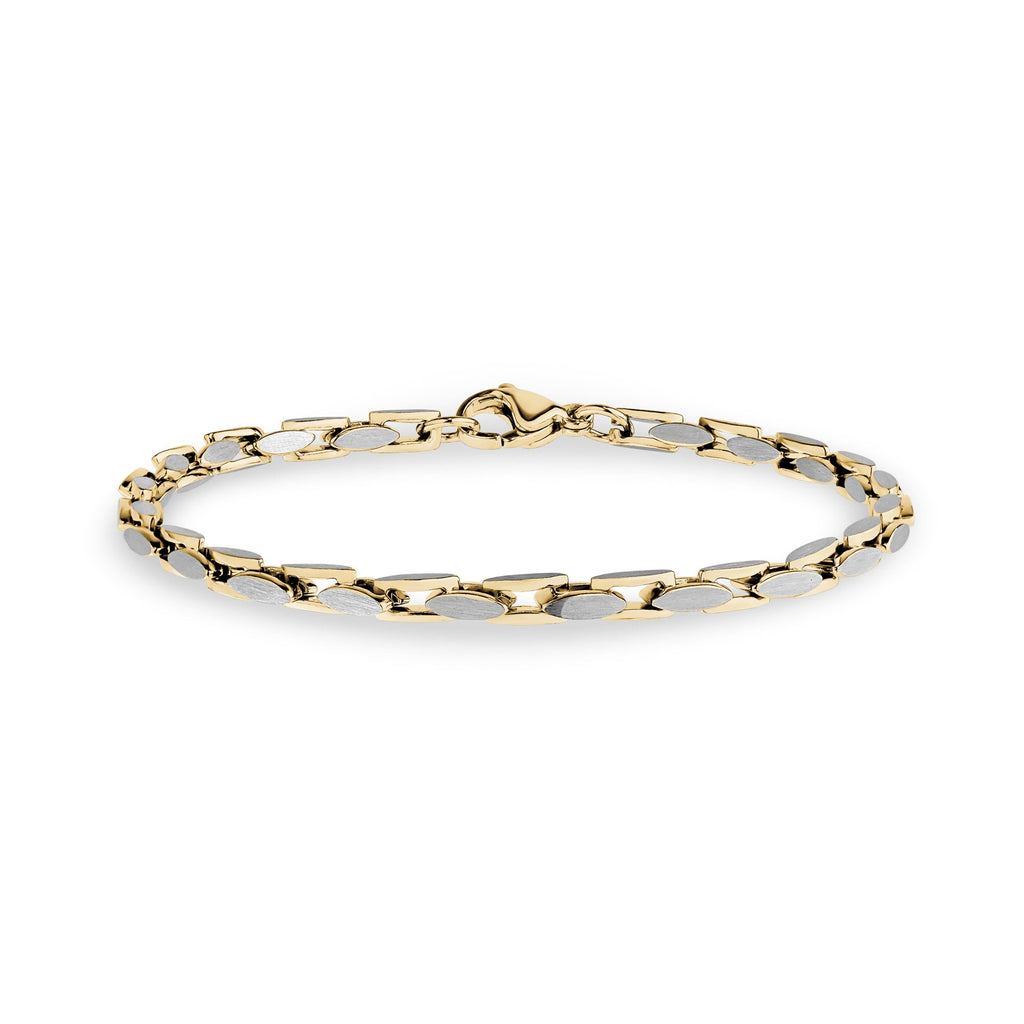 Two Tone Matte Oval Link Bracelet