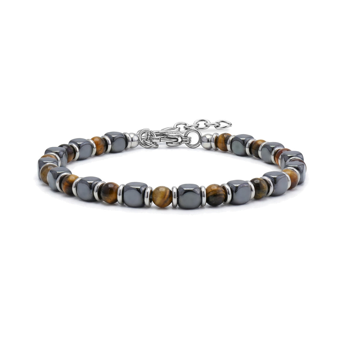 Tiger Eye Hematite Cube Bracelet