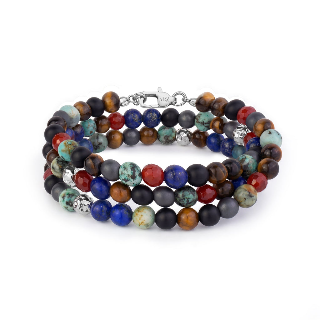 Triple Row Color Fusion Stone Bracelet