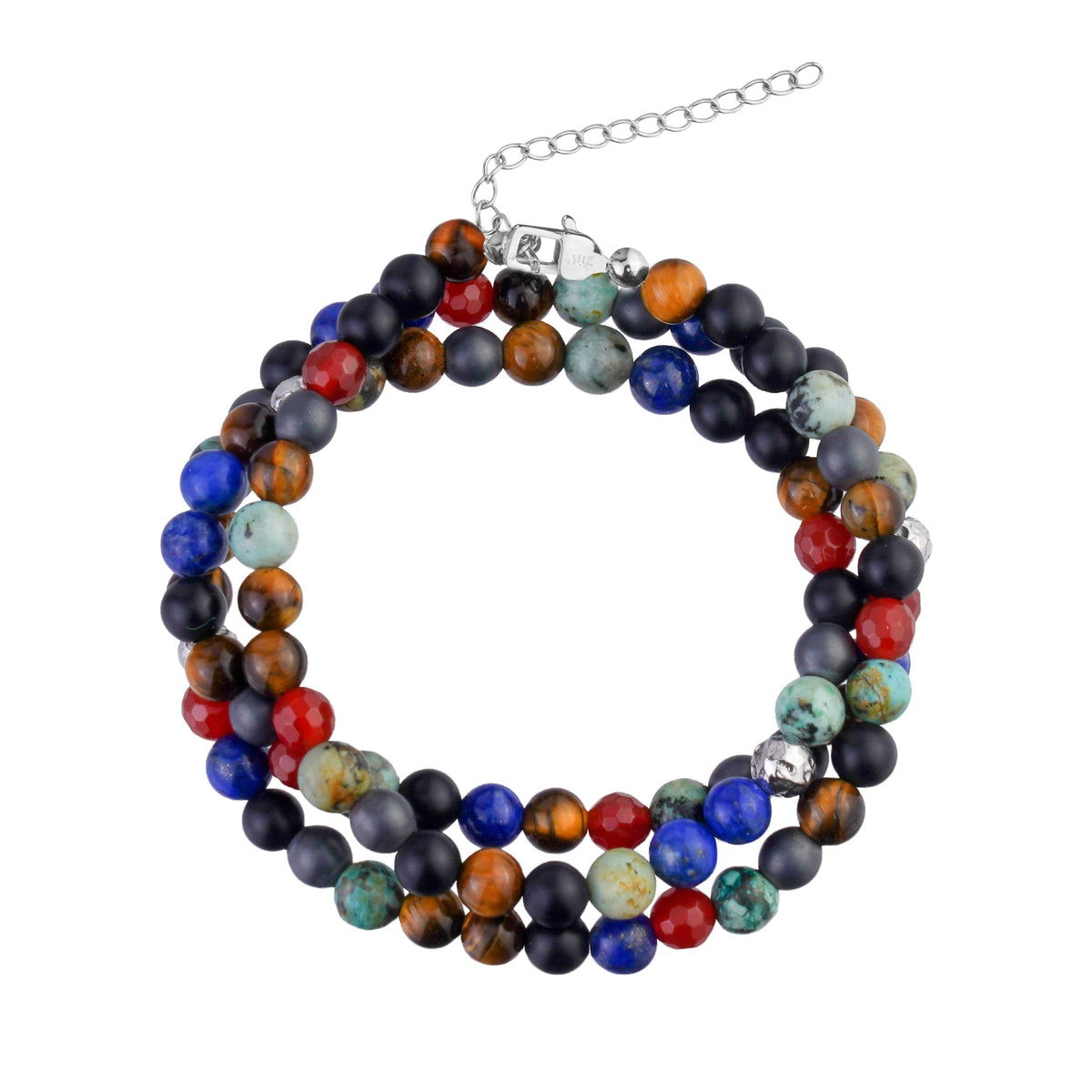 Triple Row Color Fusion Stone Bracelet