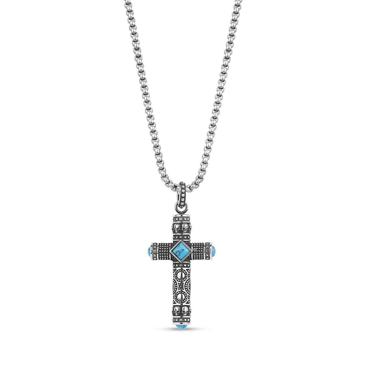 Skulls and Stones Cross Pendant
