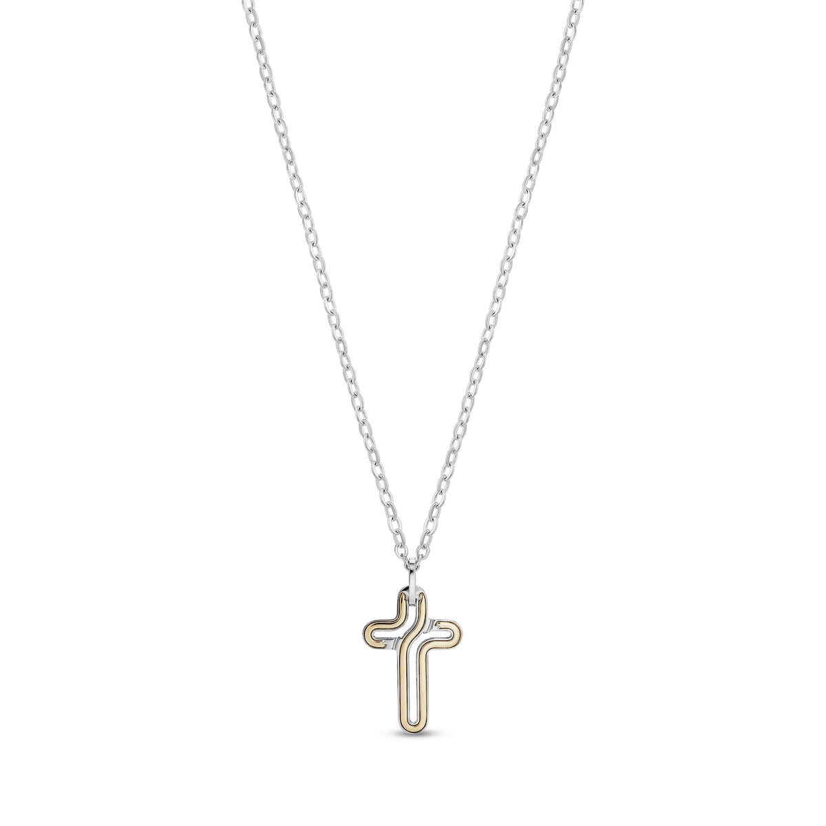 Sleek Two Tone Cross Pendant