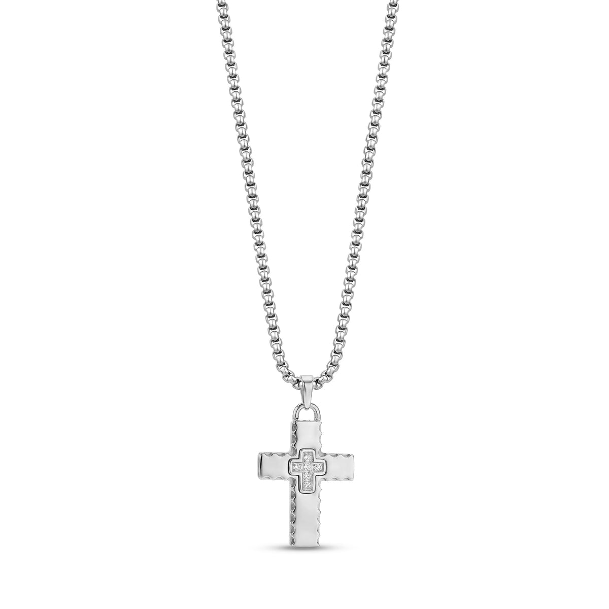 Textured Edge Cross Pendant