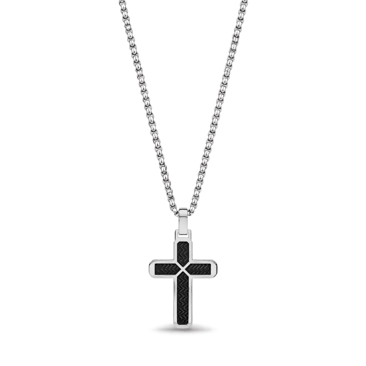 Textured Black Inlay Cross Pendant
