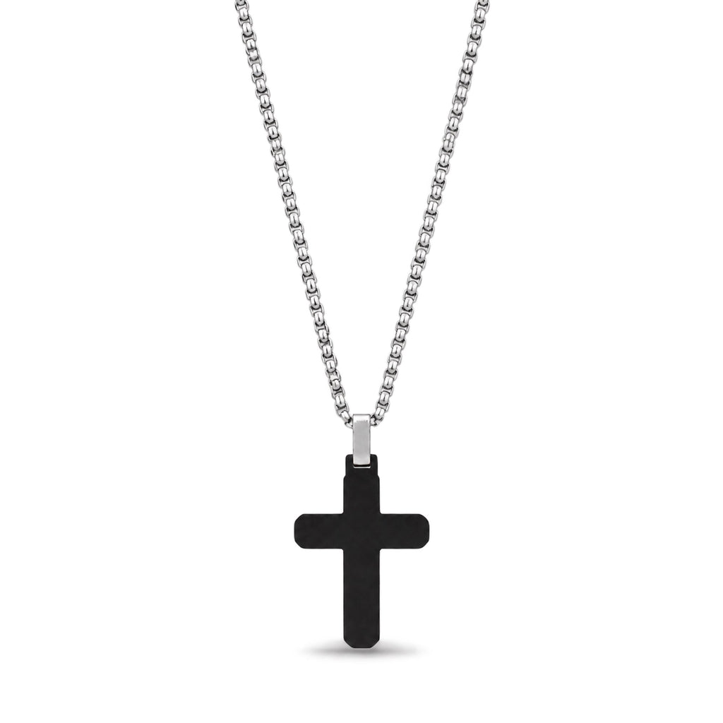 Textured Black Inlay Cross Pendant