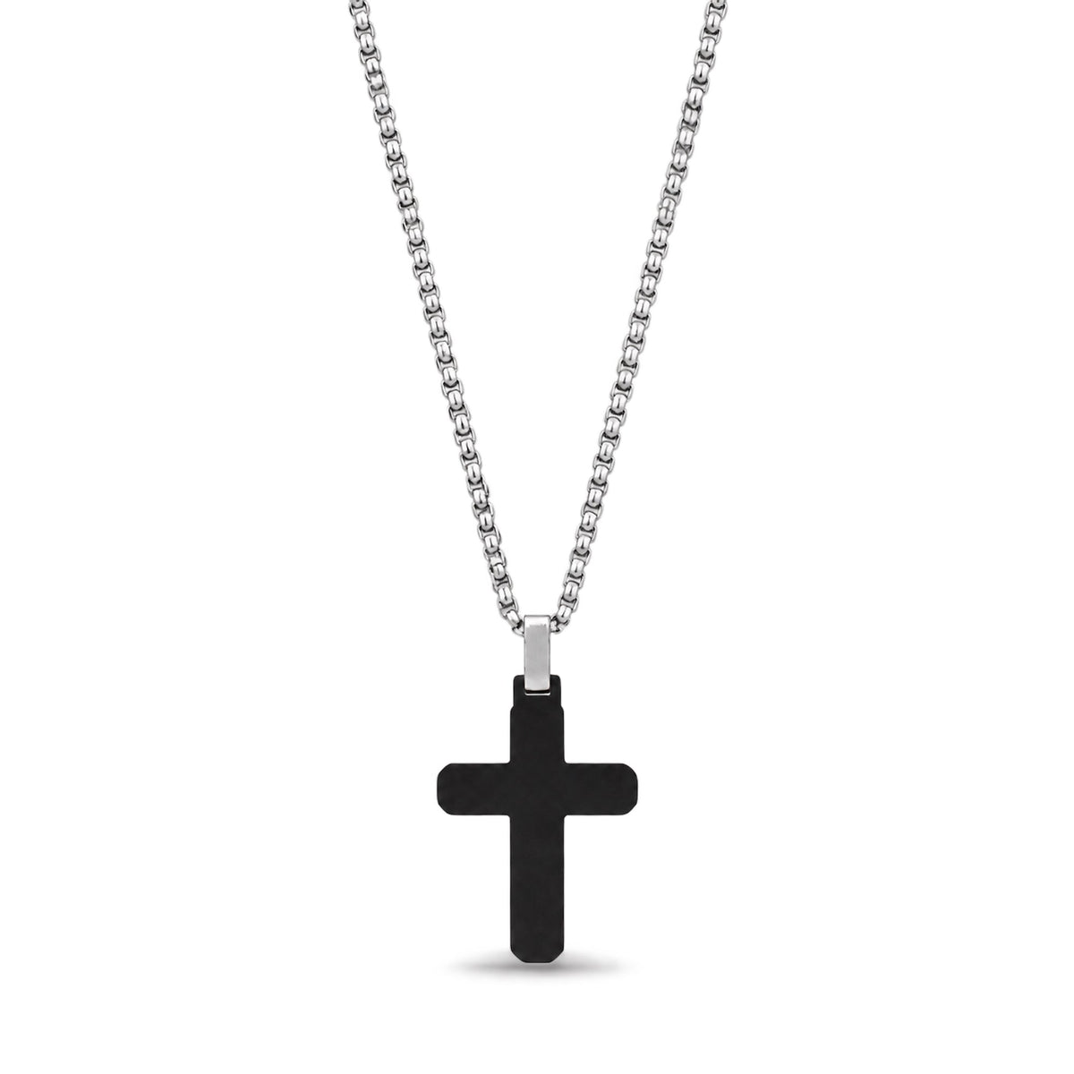 Textured Black Inlay Cross Pendant