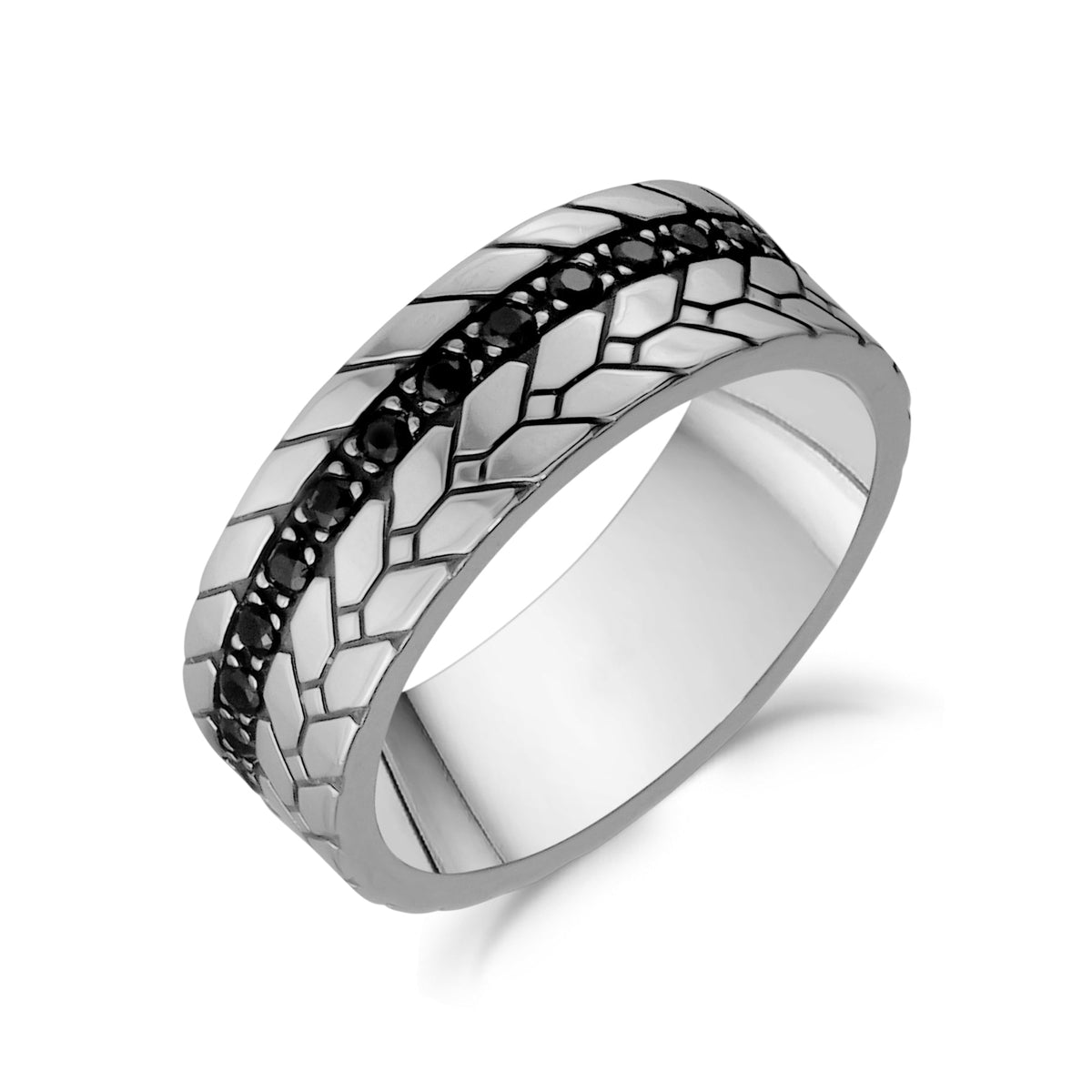 7mm Black Stone Detailed Band