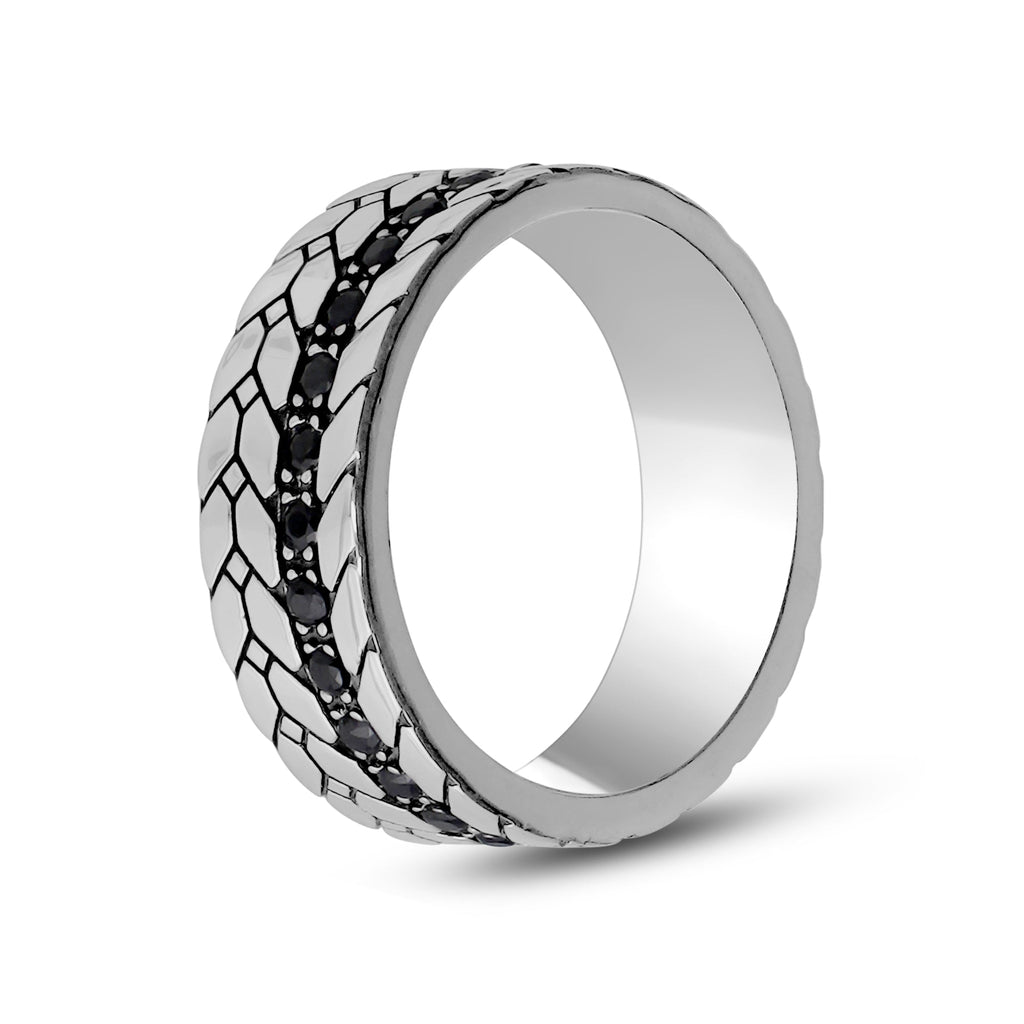 7mm Black Stone Detailed Band