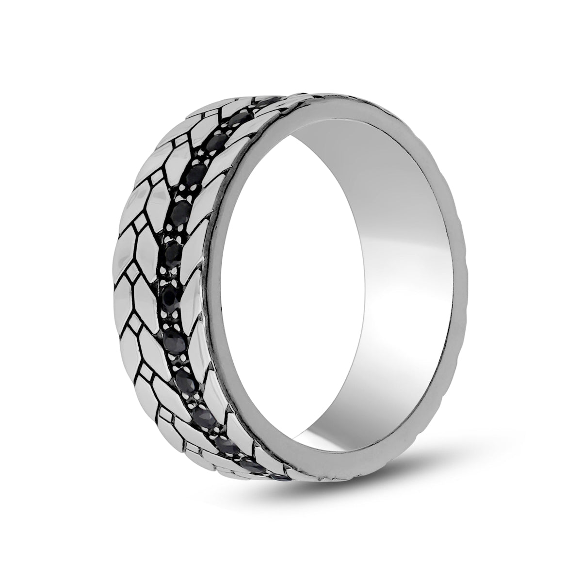 7mm Black Stone Detailed Band