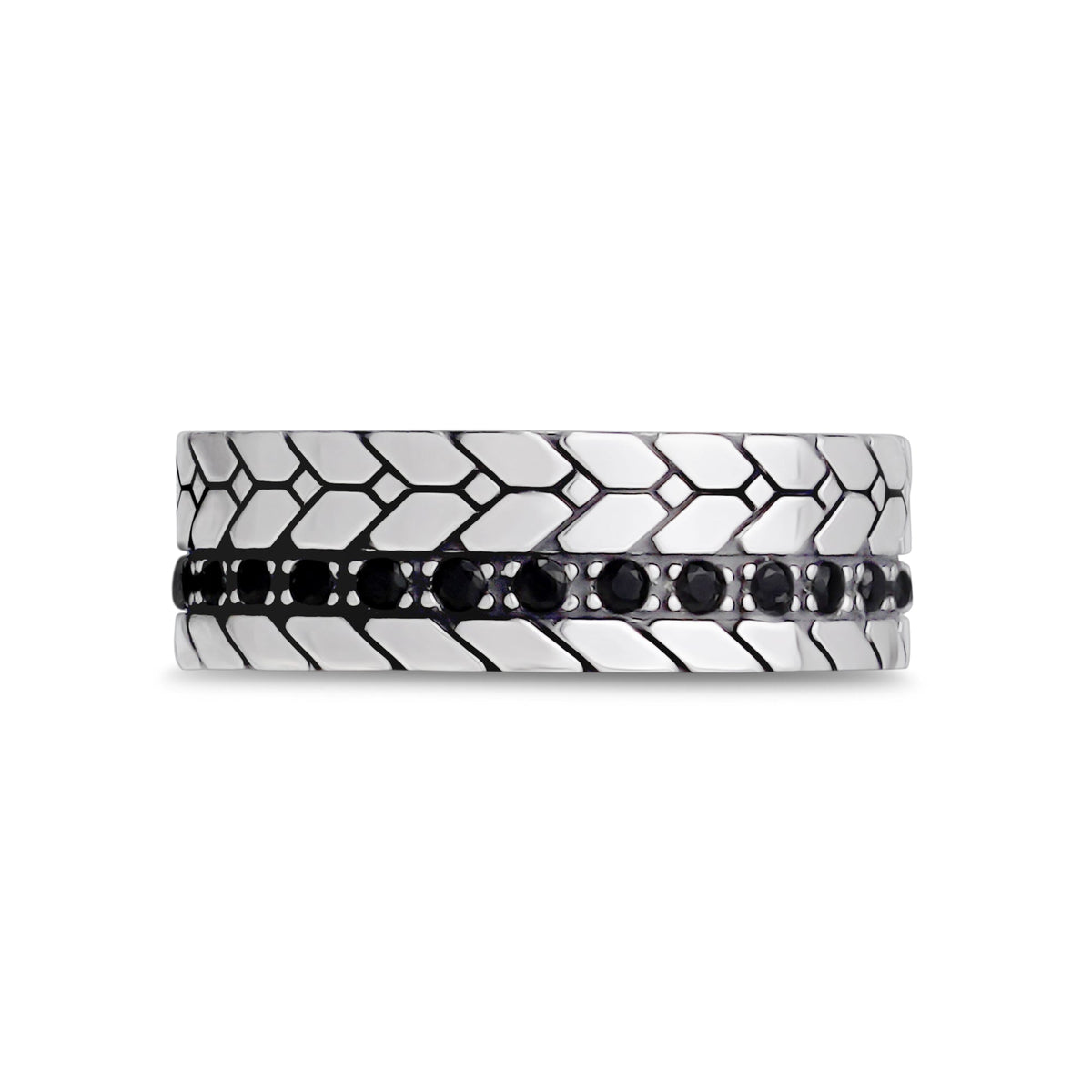 7mm Black Stone Detailed Band